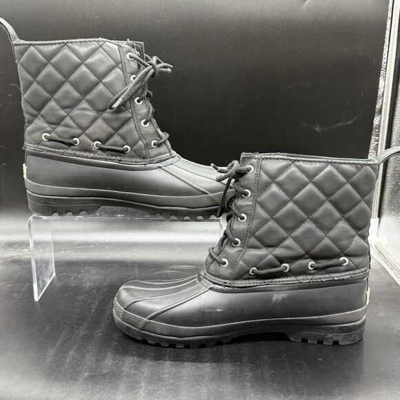 Sperry Top Sider Duck Boot womens size 10 Black Quilted Waterproof STS83693 - Picture 2 of 6